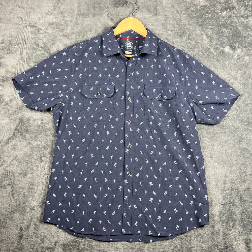 Flag & Anthem Madeflex Shirt Men M Blue Tropical Moisture Wicking Sun Protection